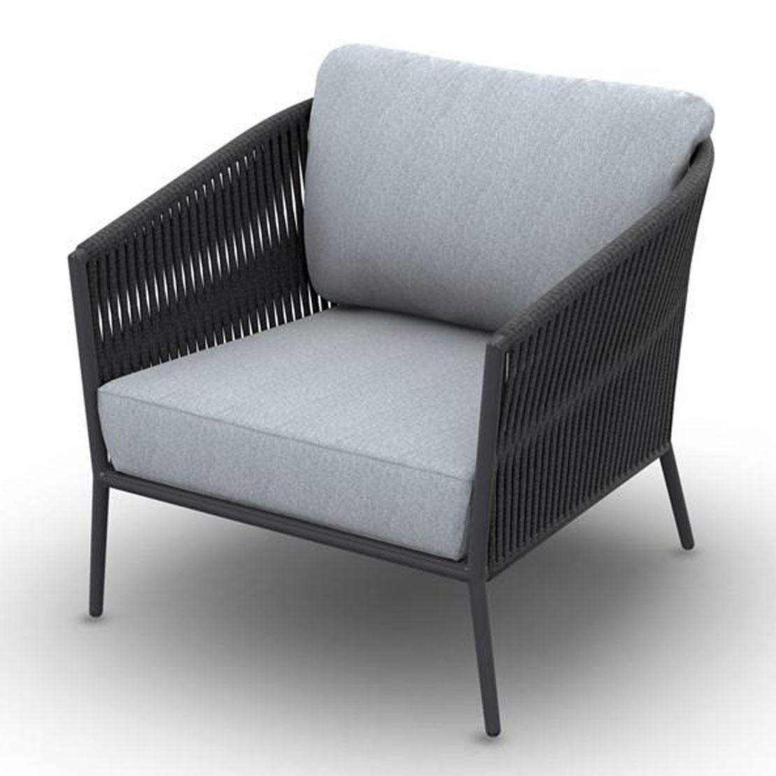 Fortuna Rope Sofa 1-Seat Lounge Chair Alu Charcoal Mat