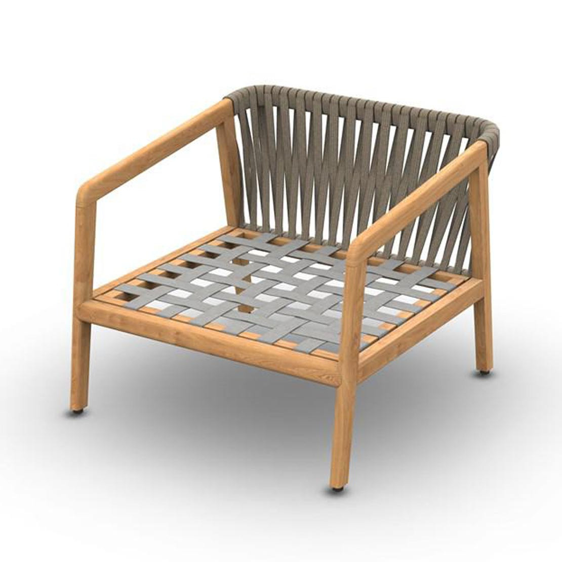 Ritz Teak Sofa 1-Seat Lounge Chair Wood Teak Rope Straight Weaving Taupe