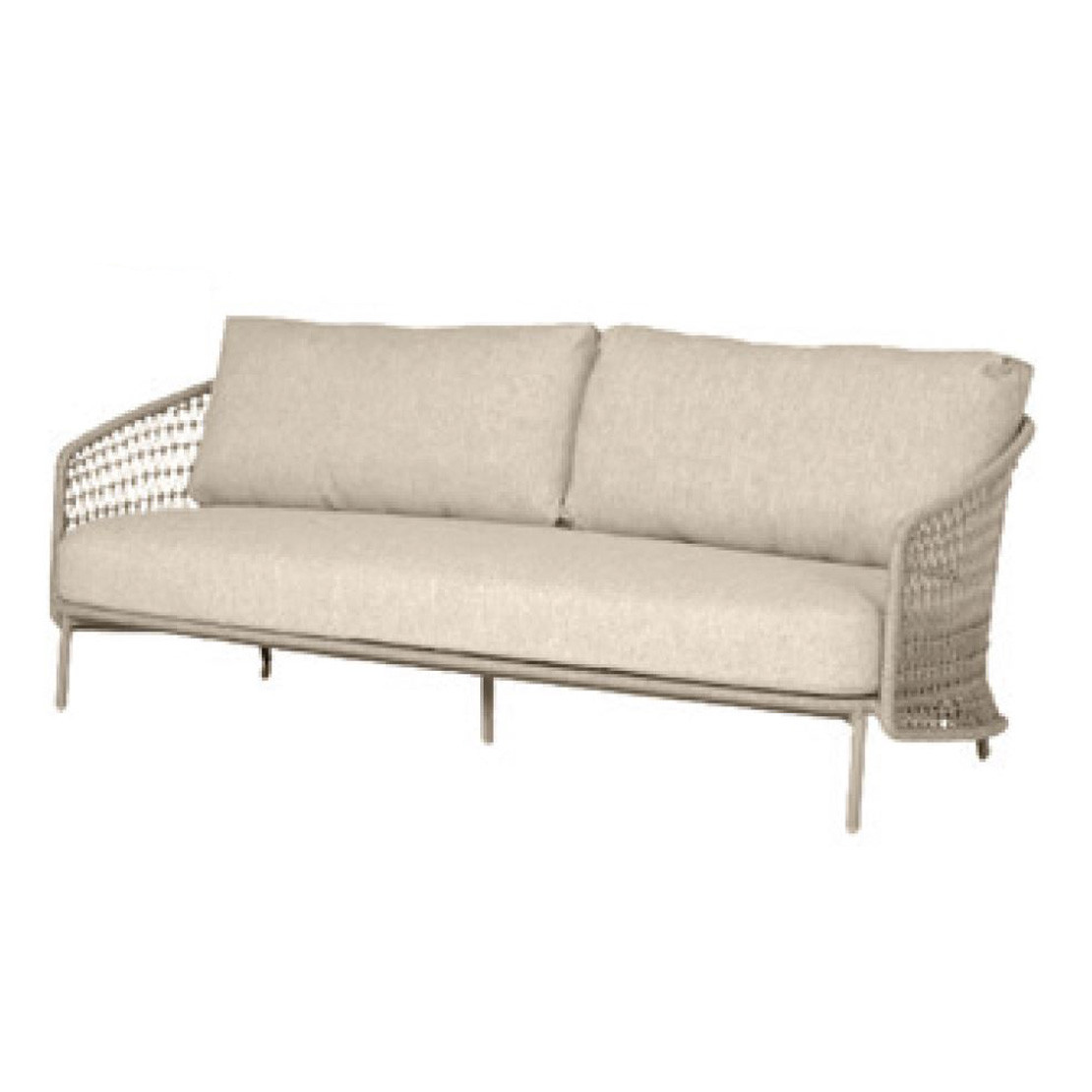 Puccini 3 seater bench latte with 3 cushions