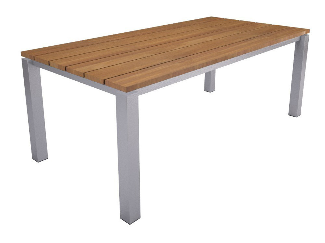 Schwebende Tischplatte aus Holz mit Edelstahlrahmen