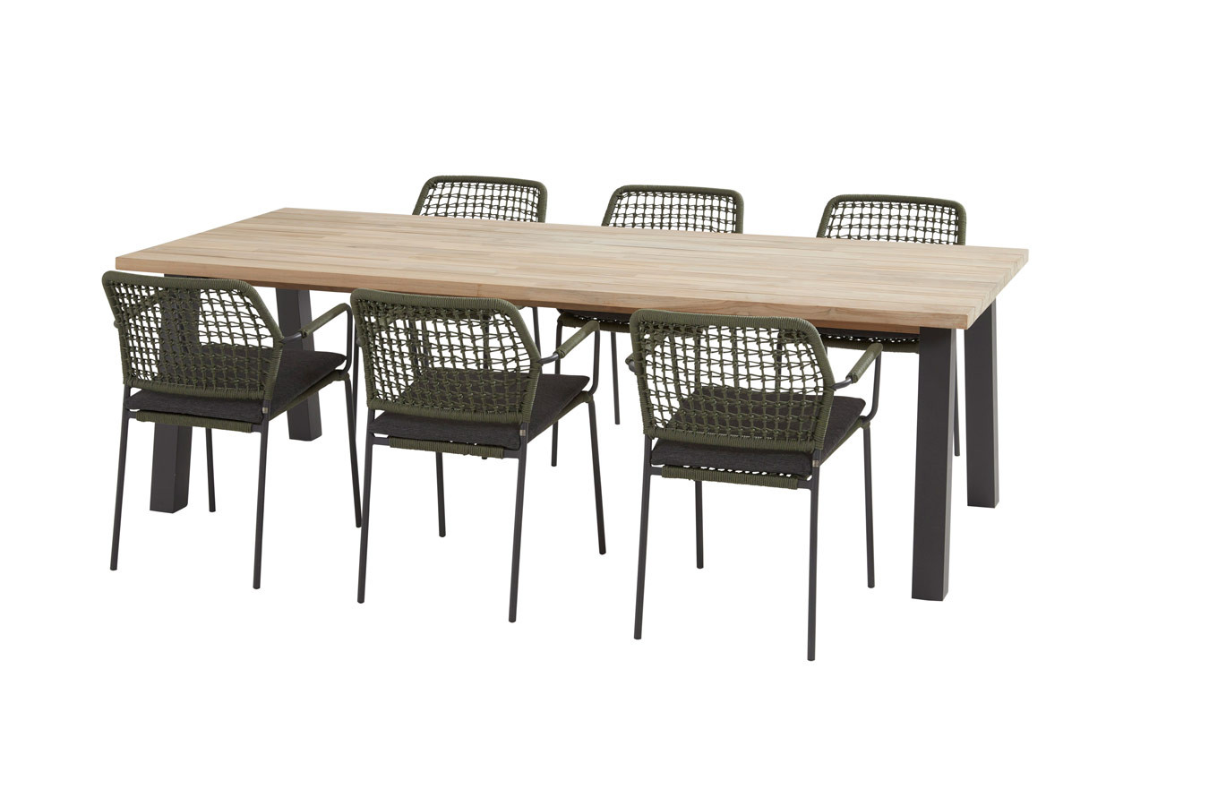 Barista green dining set with Derby table 240x100 cm