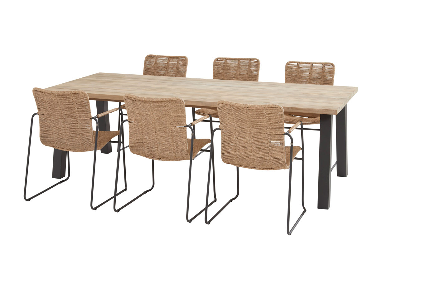 Palma natural dining set with Derby table 240x100 cm
