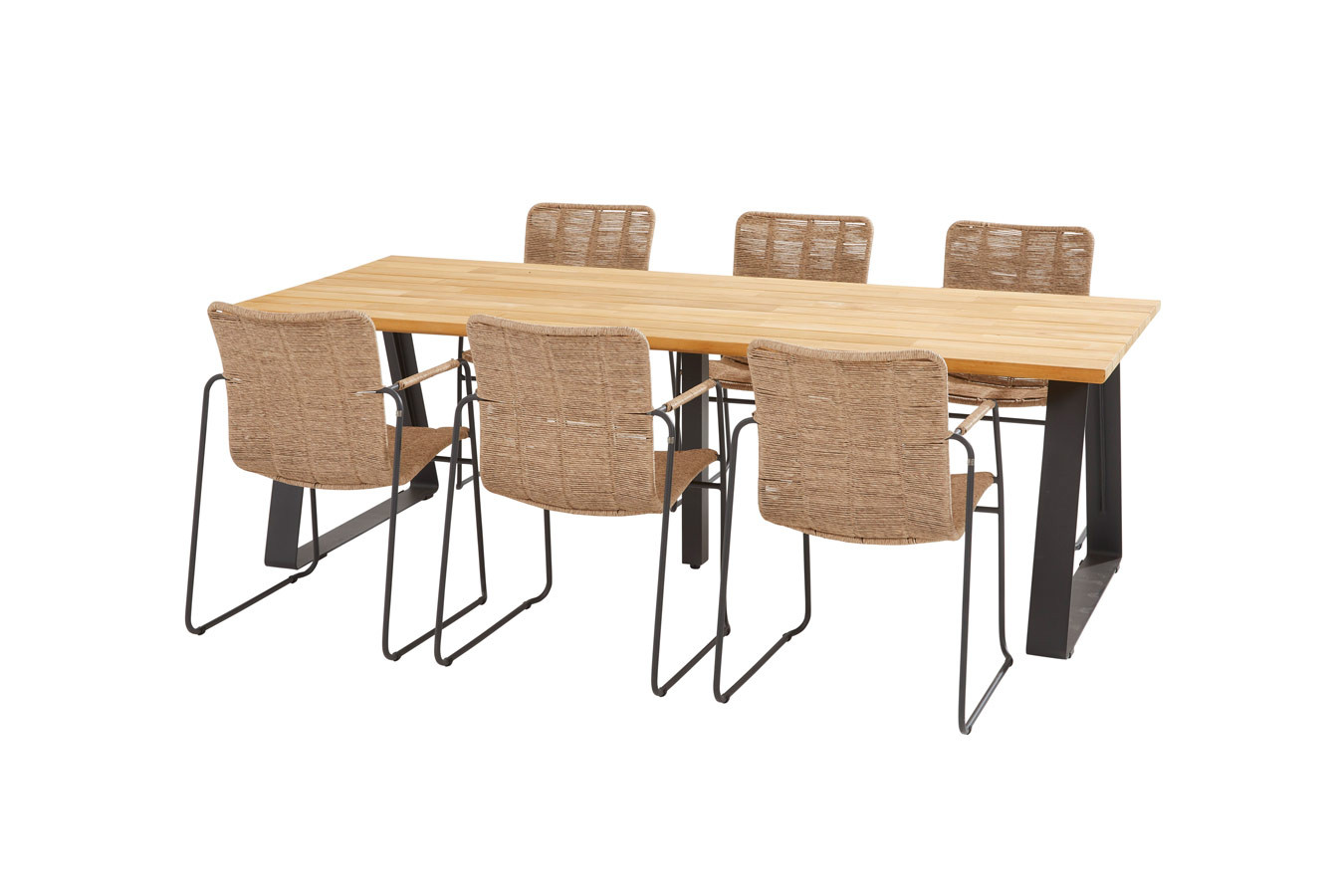 Palma natural dining set with Basso table 240x100 cm