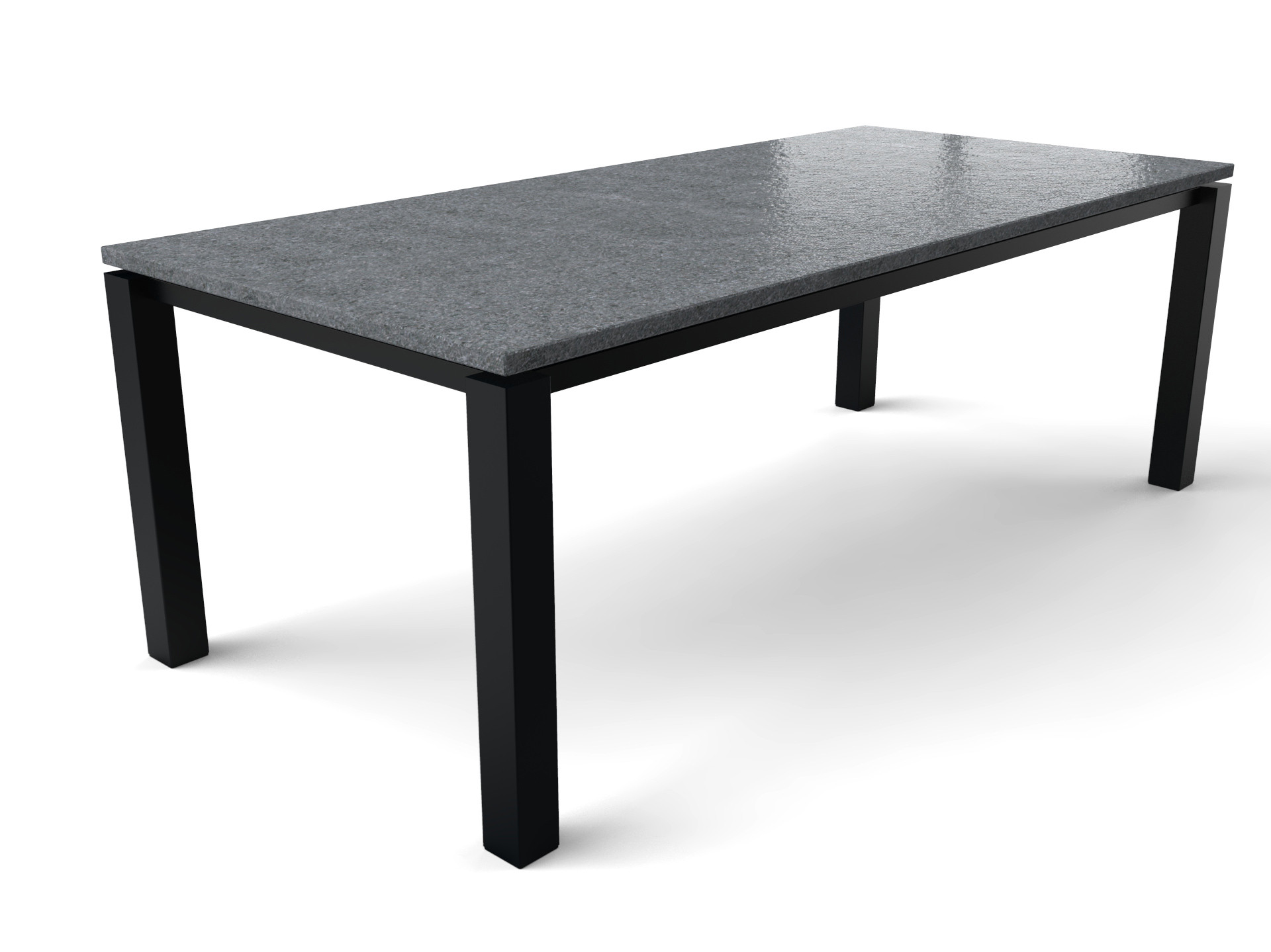 Granit-Esstisch mit Tischgestell aus beschichtetem Stahl