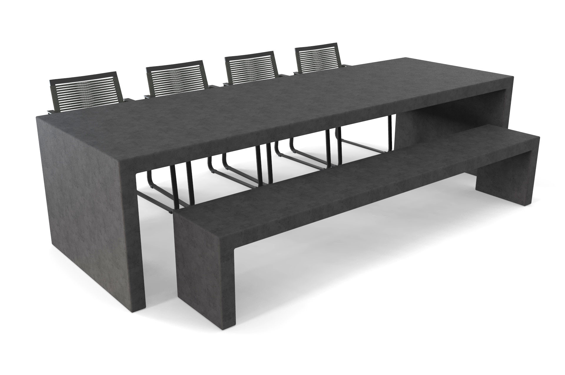 Antracieten betonlook tafel Lars met bank en stoelen