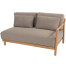 Marie 2.5 seater bench left arm natural teak with 5 cushions