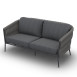 Fortuna Socks Sofa 2,5-Seat Alu Charcoal Mat Socks Cushion Seat + Back Single Sunbrella Sooty