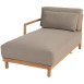 Marie chaise lounge right arm natural teak with 3 cushions